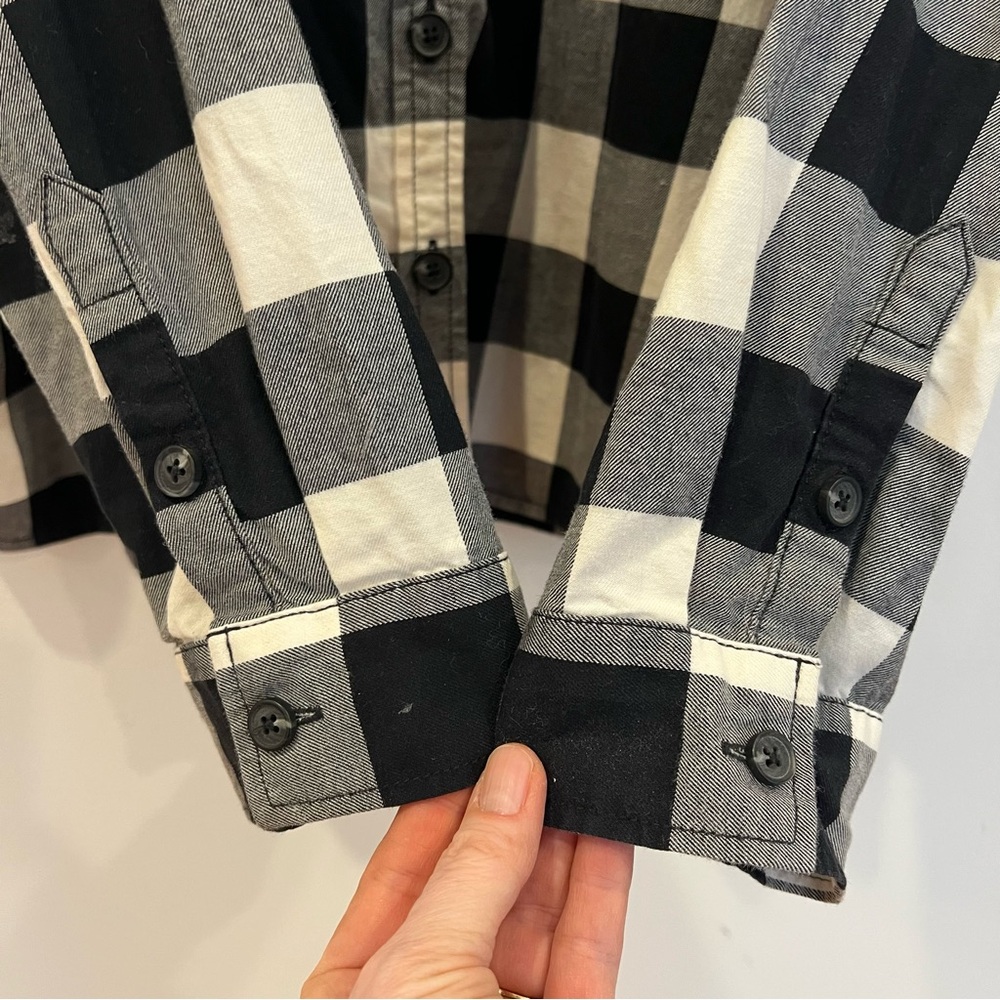 Madewell Shirt Jacket Womens Large Black White Buffalo Check Oversized Classic - Picture 6 of 12